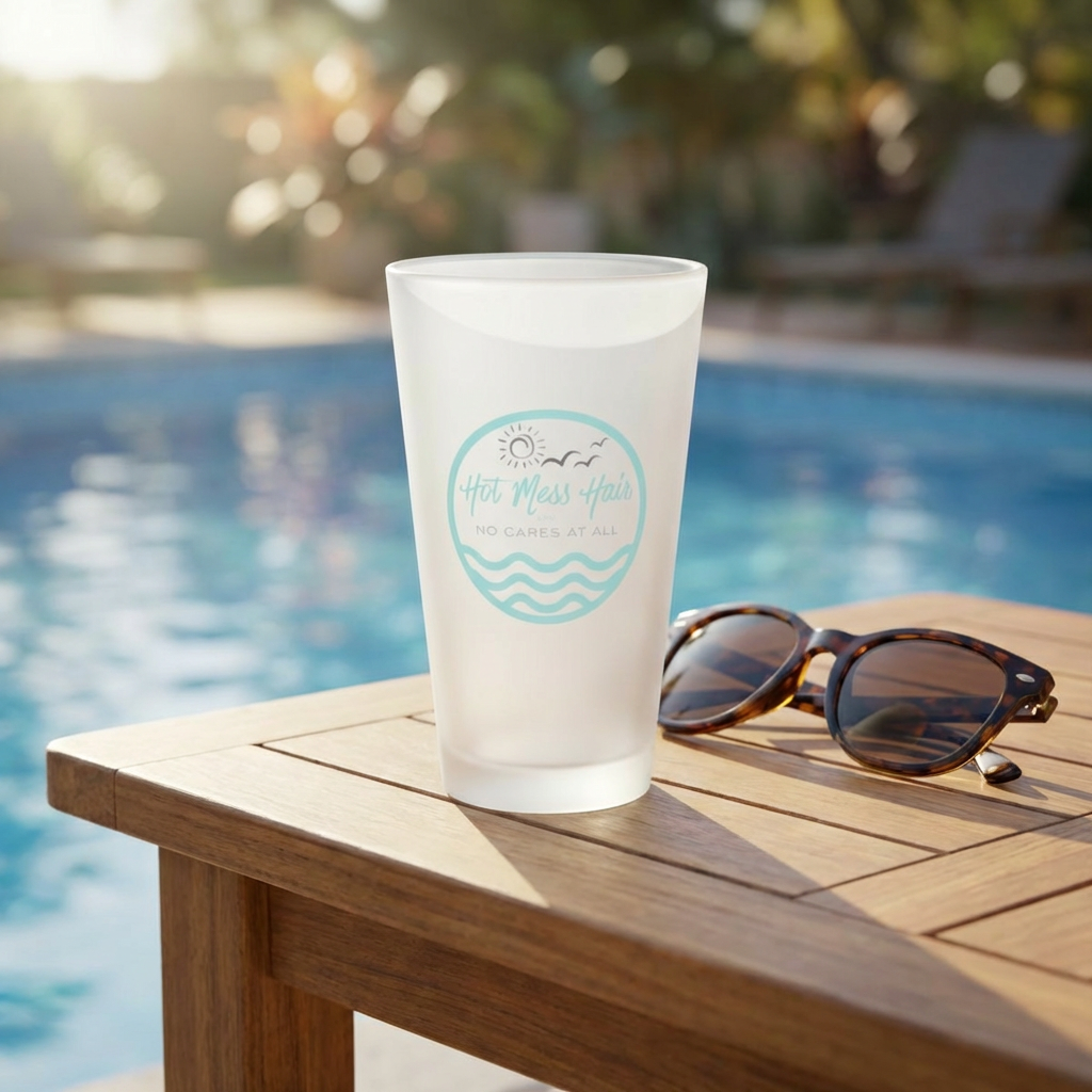 The "Hot Mess Hair" Frosted Pint Glass, 16oz