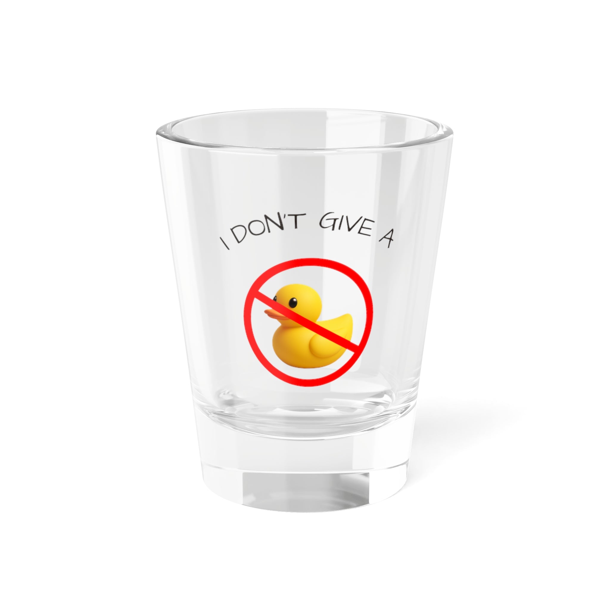 I Don’t Give a Duck Shot Glass — Funny Rubber Duck 1.5oz Party Shot (Red)